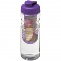 H2O Active® Base 650 ml flip lid sport bottle & infuser, Transparent / Purple