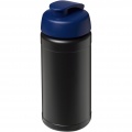 Baseline® Plus 500 ml flip lid sport bottle, Solid black / Blue