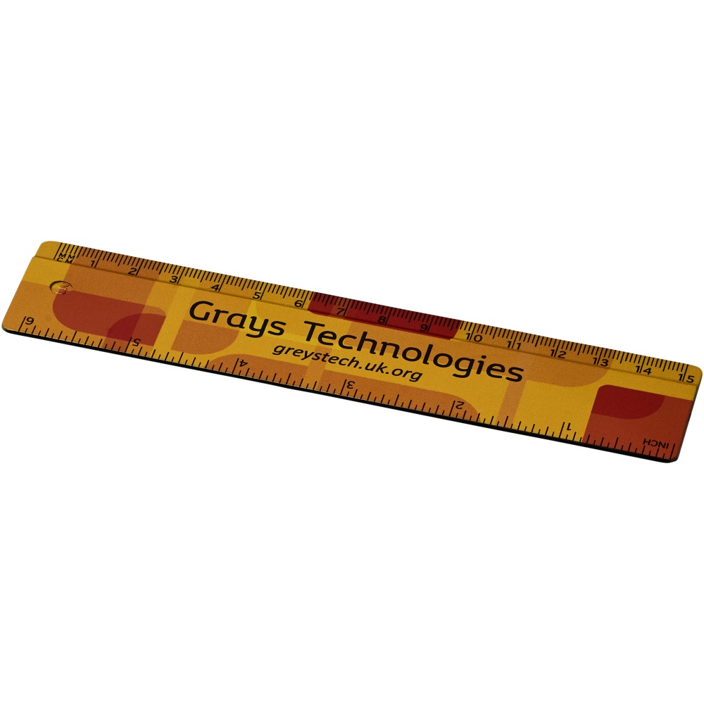 Logo trade promotional merchandise picture of: Terran 15 cm ruler from 100% recycled plastic