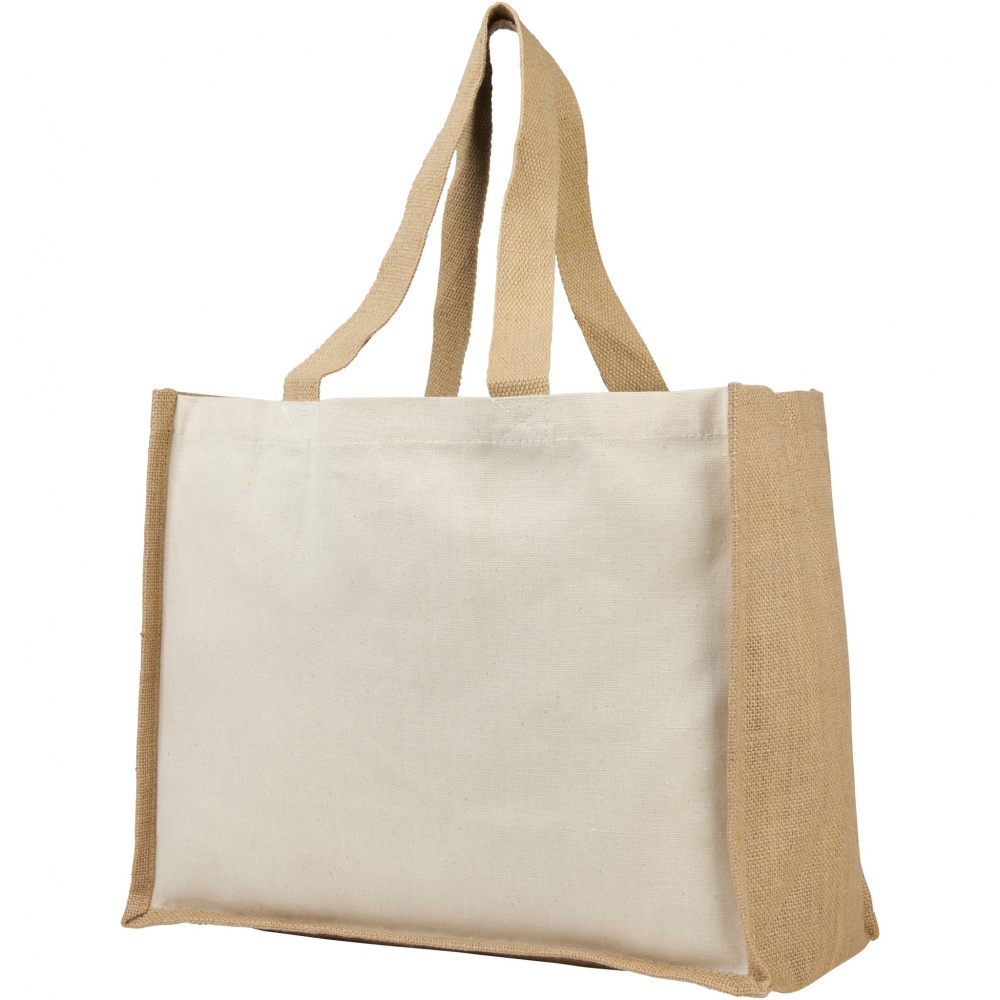 Logo trade business gifts image of: Varai 320 g/m² canvas and jute shopping tote bag 23L