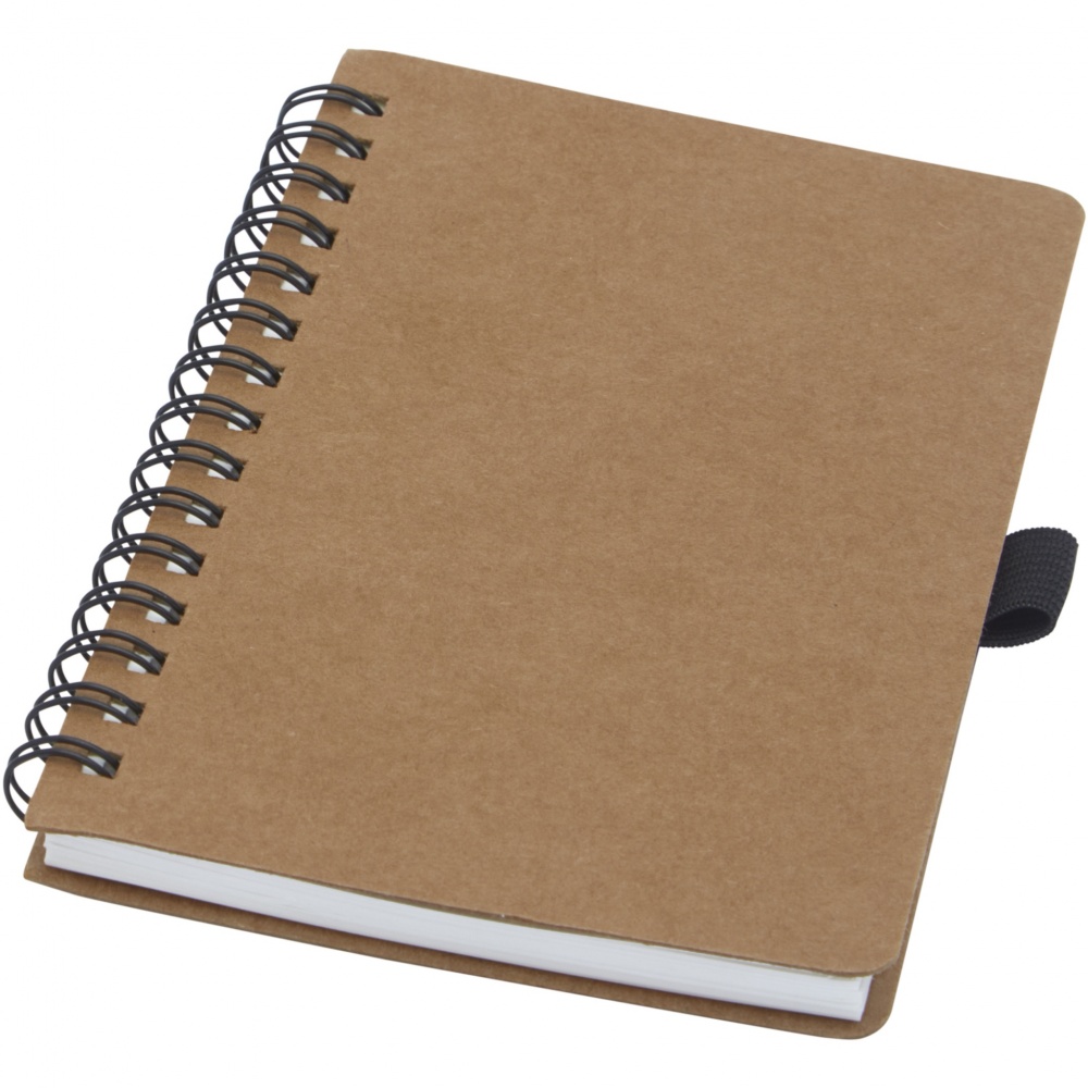 Logo trade promotional merchandise image of: Cobble A6 wire-o recycled cardboard notebook with stone paper