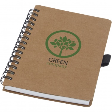 Logo trade advertising product photo of: Cobble A6 wire-o recycled cardboard notebook with stone paper