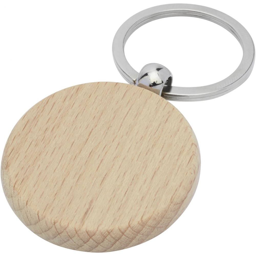 Logo trade promotional items image of: Giovanni beech wood round keychain