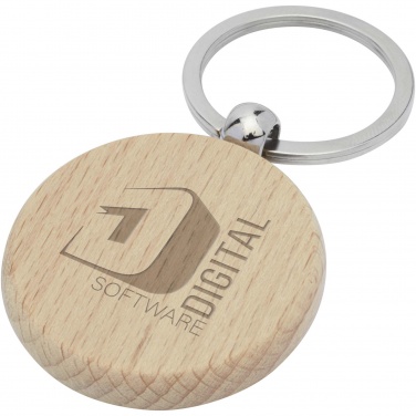 Logo trade advertising products picture of: Giovanni beech wood round keychain