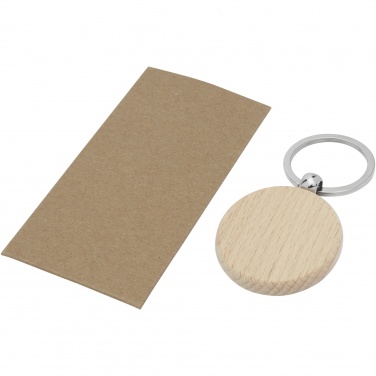 Logotrade promotional item image of: Giovanni beech wood round keychain