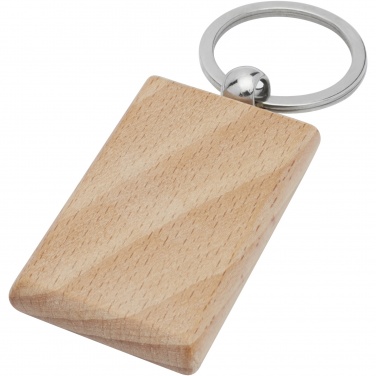 Logo trade promotional giveaways image of: Gian beech wood rectangular keychain