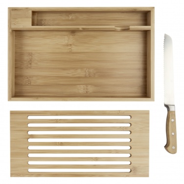 Logo trade promotional merchandise photo of: Pao bamboo cutting board with knife