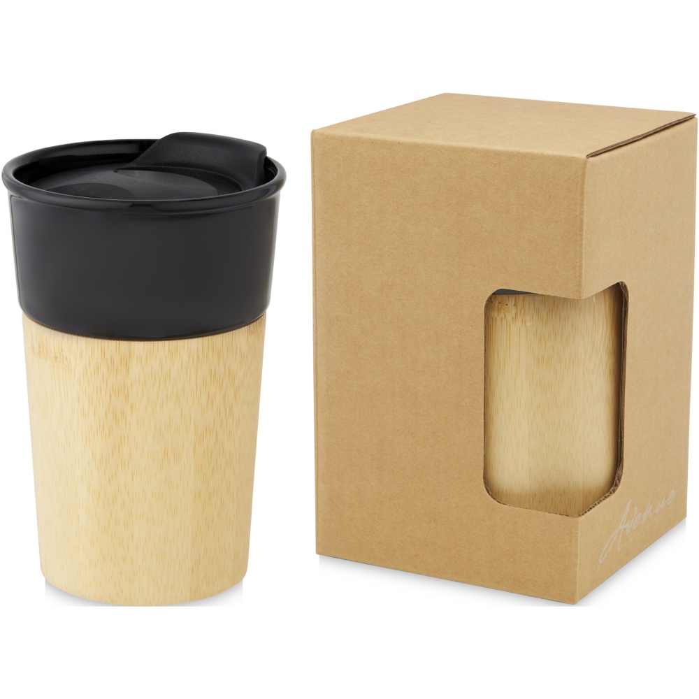 Logo trade promotional giveaways image of: Pereira 320 ml porcelain mug with bamboo outer wall