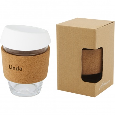 Logo trade corporate gifts image of: Lidan 360 ml borosilicate glass tumbler with silicone lid