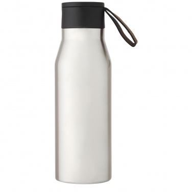 Logotrade promotional giveaway image of: Ljungan 500 ml copper vacuum insulated stainless steel bottle with PU leather strap and lid