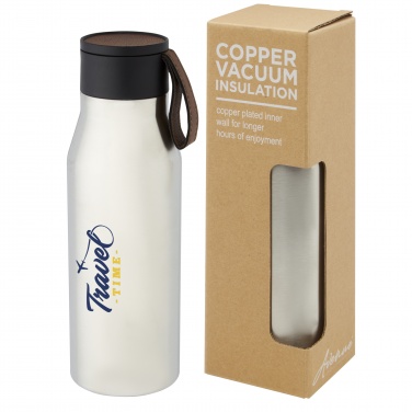 Logotrade promotional item picture of: Ljungan 500 ml copper vacuum insulated stainless steel bottle with PU leather strap and lid