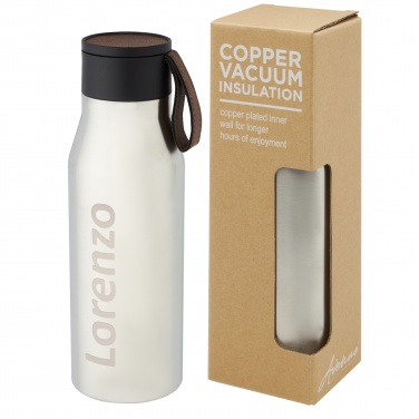 Logotrade advertising product image of: Ljungan 500 ml copper vacuum insulated stainless steel bottle with PU leather strap and lid