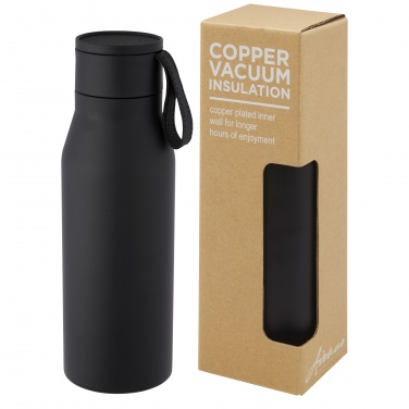 Logotrade promotional items photo of: Ljungan 500 ml copper vacuum insulated stainless steel bottle with PU leather strap and lid