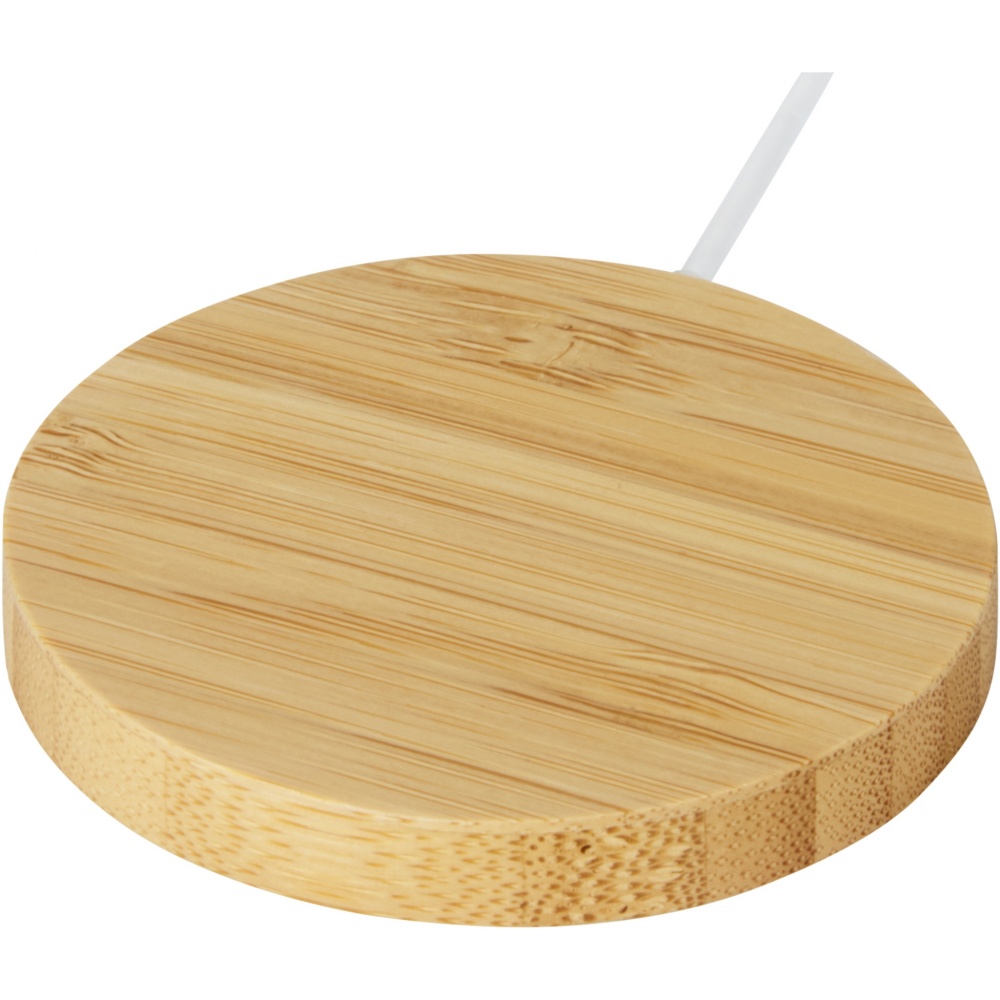 Logo trade corporate gift photo of: Atra 10W bamboo magnetic wireless charging pad