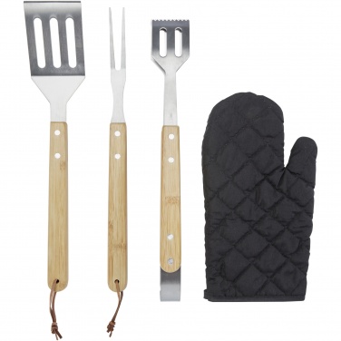 Logo trade promotional item photo of: Gril 3-piece BBQ tools set and glove 