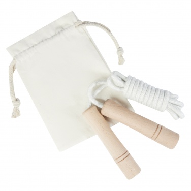 Logotrade corporate gift picture of: Denise wooden skipping rope in cotton pouch