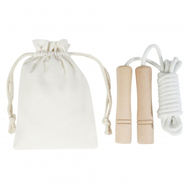 Logo trade promotional giveaway photo of: Denise wooden skipping rope in cotton pouch