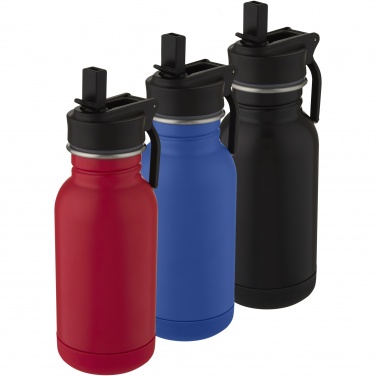 Logo trade business gifts image of: Lina 400 ml stainless steel sport bottle with straw and loop