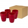 Staki 4-piece 280 ml stackable mug gift set, Red