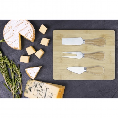 Logo trade promotional giveaway photo of: Ement bamboo cheese board and tools