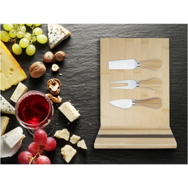 Logotrade promotional gift image of: Mancheg bamboo magnetic cheese board and tools