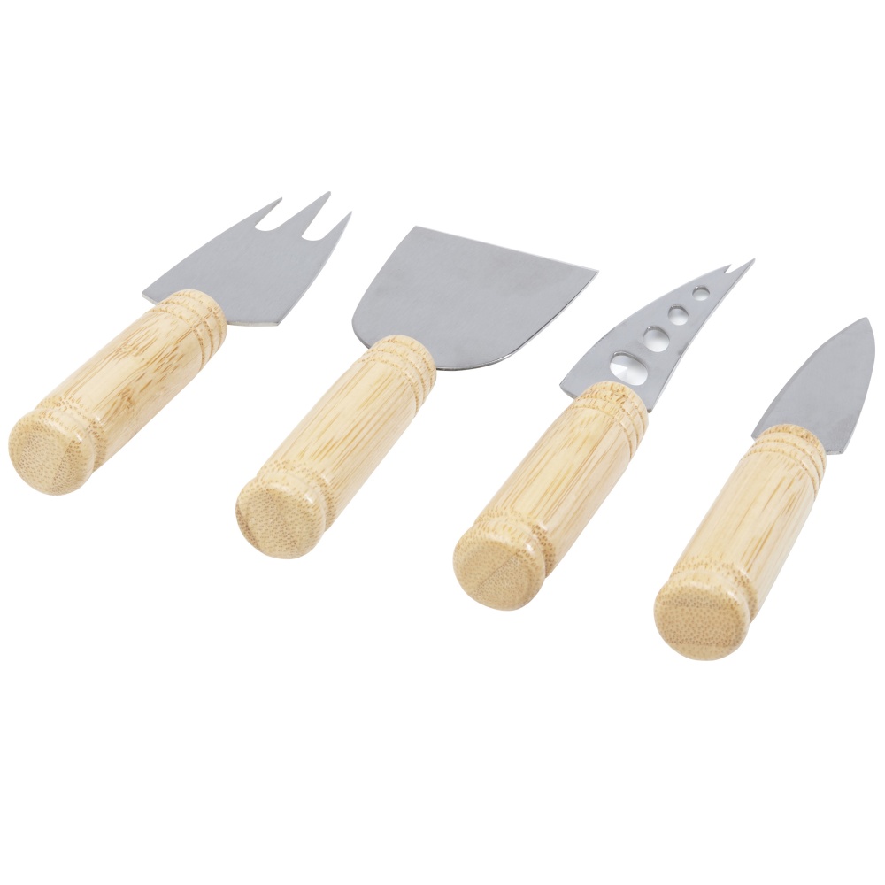 Logo trade promotional products image of: Cheds 4-piece bamboo cheese set