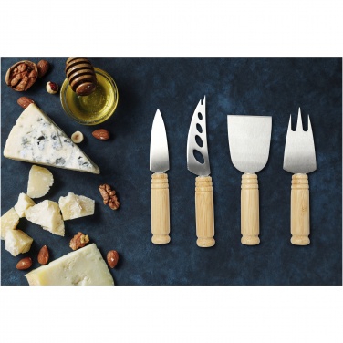 Logotrade promotional item picture of: Cheds 4-piece bamboo cheese set