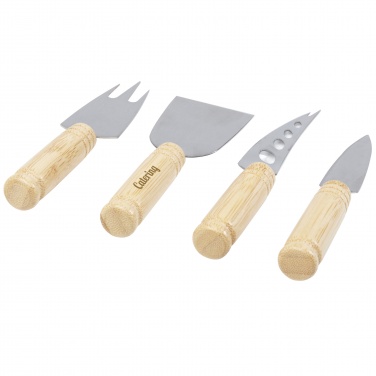 Logo trade corporate gifts image of: Cheds 4-piece bamboo cheese set