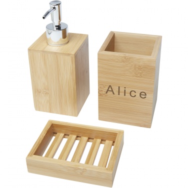 Logo trade promotional merchandise photo of: Hedon 3-piece bamboo bathroom set