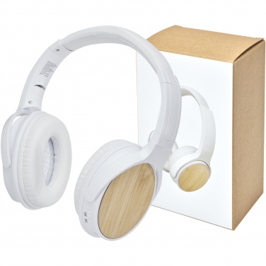 Logo trade promotional merchandise image of: Athos bamboo Bluetooth® headphones with microphone