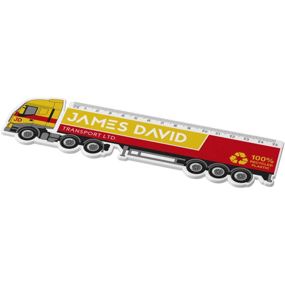 Logotrade corporate gift image of: Tait 15 cm lorry-shaped recycled plastic ruler