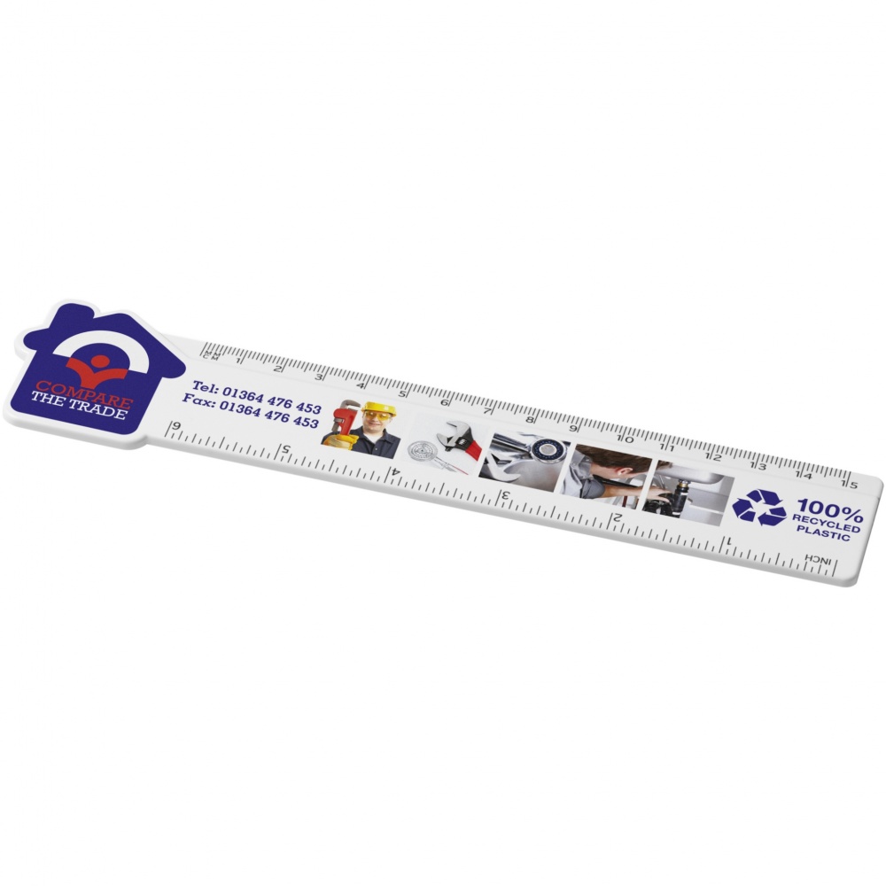 Logotrade promotional merchandise picture of: Tait 15 cm house-shaped recycled plastic ruler