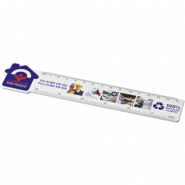 Logo trade promotional merchandise photo of: Tait 15 cm house-shaped recycled plastic ruler