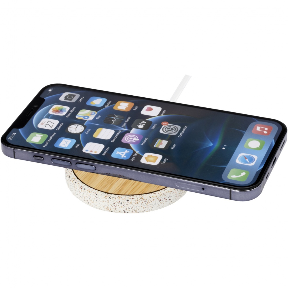 Logotrade promotional gift picture of: Terrazzo 10W wireless bamboo charging pad