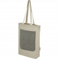 Pheebs 150 g/m² recycled cotton tote bag with front pocket 9L, Natural / Heather black