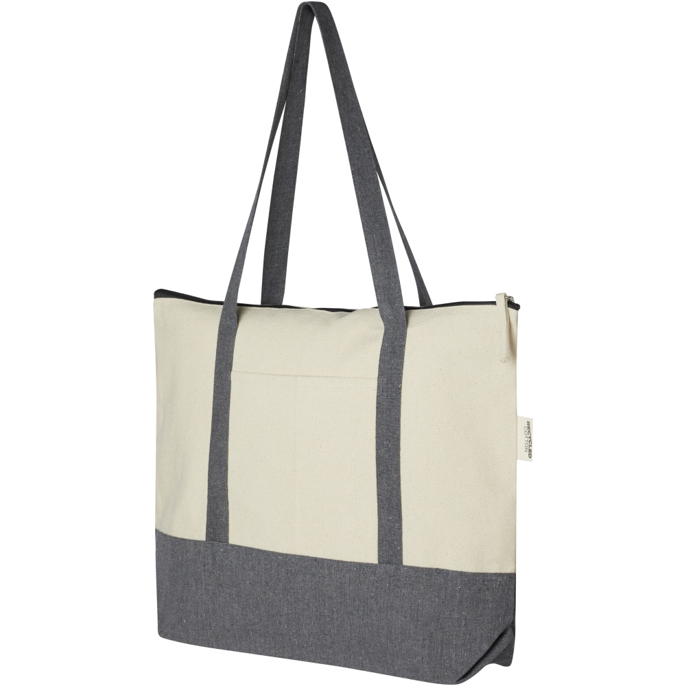 Logotrade promotional merchandise image of: Repose 320 g/m² recycled cotton zippered tote bag 10L