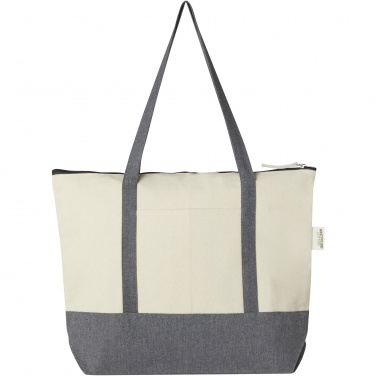 Logo trade promotional giveaway photo of: Repose 320 g/m² recycled cotton zippered tote bag 10L