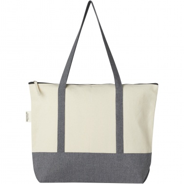 Logo trade promotional giveaway photo of: Repose 320 g/m² recycled cotton zippered tote bag 10L