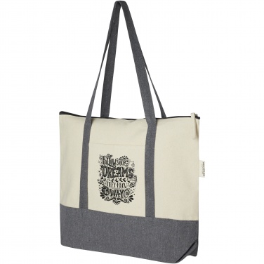 Logo trade promotional giveaway photo of: Repose 320 g/m² recycled cotton zippered tote bag 10L