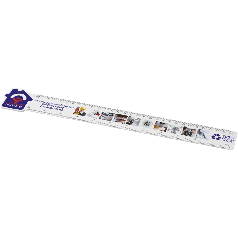 Logo trade corporate gift photo of: Tait 30cm house-shaped recycled plastic ruler