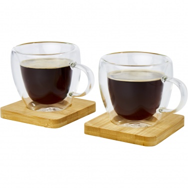 Logotrade corporate gifts photo of: Manti 2-piece 100 ml double-wall glass cup with bamboo coaster 