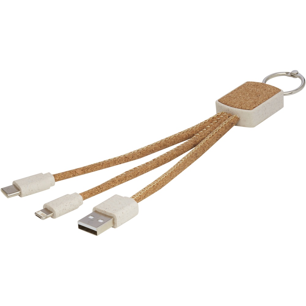 Logo trade promotional giveaways picture of: Bates wheat straw and cork 3-in-1 charging cable