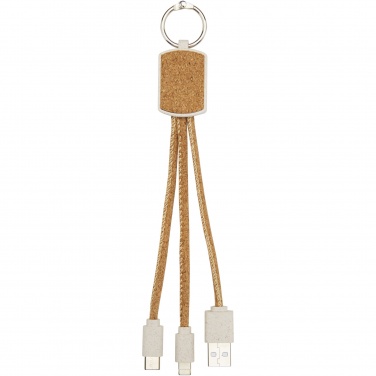 Logo trade promotional items picture of: Bates wheat straw and cork 3-in-1 charging cable