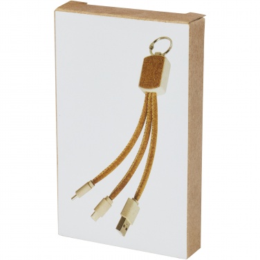 Logo trade promotional giveaways picture of: Bates wheat straw and cork 3-in-1 charging cable