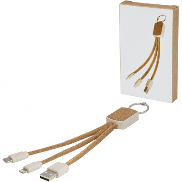 Logotrade business gift image of: Bates wheat straw and cork 3-in-1 charging cable