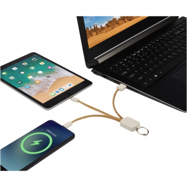 Logo trade advertising products image of: Bates wheat straw and cork 3-in-1 charging cable