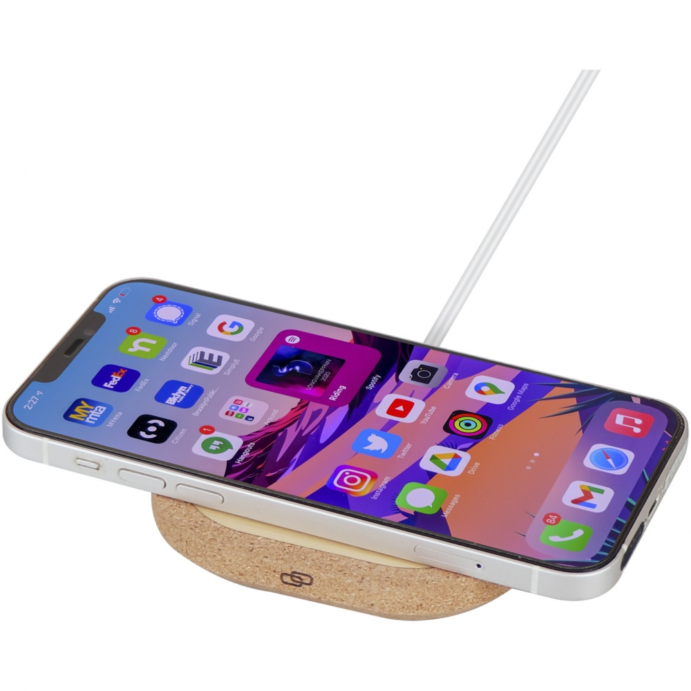 Logo trade promotional gifts picture of: Cerris 15W cork wireless charging pad