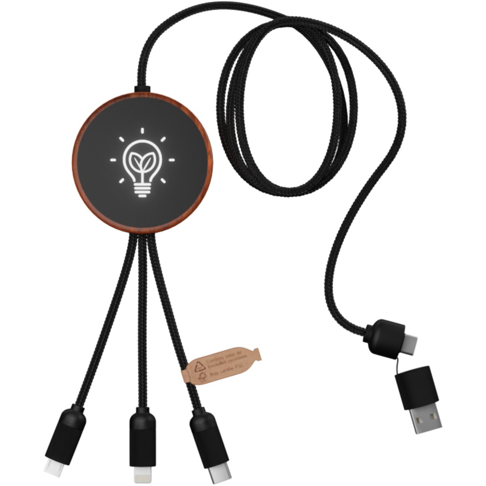 Logotrade promotional giveaway image of: SCX.design C40 5-in-1 rPET light-up logo charging cable and 10W charging pad