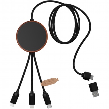 Logo trade promotional merchandise picture of: SCX.design C40 5-in-1 rPET light-up logo charging cable and 10W charging pad