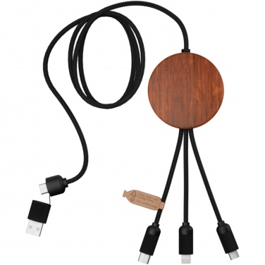 Logo trade promotional merchandise image of: SCX.design C40 5-in-1 rPET light-up logo charging cable and 10W charging pad